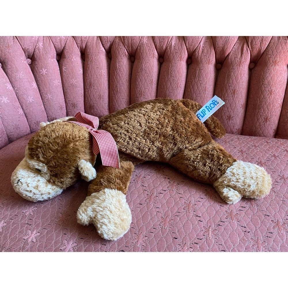 Mary Meyer Flip Flops Monkey Plush Stuffed Animal Toy Gingham Bow s10